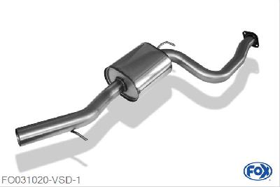 FO031020-VSD, Ford Focus II ST 2.5l 162/166kW, Voordemper 63,5mm Buisdiameter Geheel RVS, Absortie demper, mooie diepe sound, Met E-keur