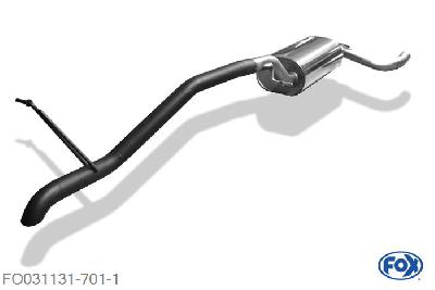 FO031131-701, Ford Focus II Tunier 1.4l 59kW 1.6l 74/85kW 1.8l 92kW 2.0l 107kW, Einddemper met eindstuk 1x55mm  Type 26 schwarz lackiert (Dieseloptik) 50mm Buisdiameter Geheel RVS, Absortie demper, mooie diepe sound, Met E-keur