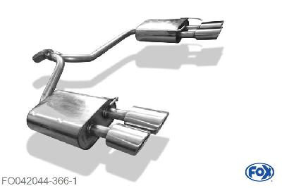 FO042044-366, Ford Mondeo IV Turnier (Kombi) 1.8l 81/88/92/96/118kW 2.0l 107kW 1.6l TDCi 85kW 1.8l TDCi 74/92kW 2.0l TDCi 85/96/100/103/120kW 2.2l TDCi 114kW, Einddemper rechts/links - 2x106x71mm  Type 33 rechts/links 63,5/2x50mm Buisdiameter Geheel RVS, Absortie demper, mooie diepe sound, Met E-keur