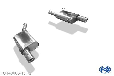 FO140003-151, Ford Mustang GT Coupe 4.6l 224kW, Einddemper rechts/links - 1x90mm  Type 17 rechts/links Geheel RVS, Absortie demper, mooie diepe sound, Teilegutachten (eintragungspflichtig)