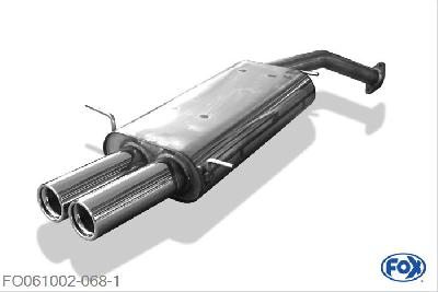FO061002-068, Ford Probe 2.0l 16V 85kW, Einddemper met eindstuk 2x76mm  Type 13 Geheel RVS, Absortie demper, mooie diepe sound