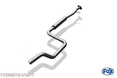 FO050010-VSD, Ford Street Ka 1.6l 70kW, Voordemper Geheel RVS, Absortie demper, mooie diepe sound, Met E-keur
