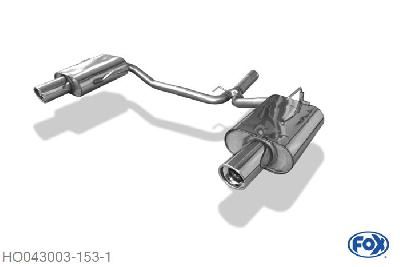 HO043003-153, Honda Accord VII Typ CL7 2.0l 114kW (CL7), Einddemper met uitgang rechts/links - 1x100mm  Type 17 rechts/links 63,5/ 2x50mm Buisdiameter Geheel RVS, Absortie demper, mooie diepe sound, Met E-keur
