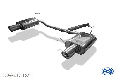 HO044013-153, Honda Accord VIII CU1 Limousine & Tourer 2.0l 115kW (CU1), Einddemper rechts/links - 1x100mm  Type 17 rechts/links 63,5mm/ 50mm Buisdiameter Geheel RVS, Absortie demper, mooie diepe sound, Met E-keur