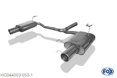HO044003-053, Honda Accord VIII CU2 Limousine & Tourer 2.4l 148kW, Einddemper rechts/links - 1x100mm  Type 12 rechts/links 63,5/ 2x55mm Buisdiameter Geheel RVS, Absortie demper, mooie diepe sound, Met E-keur