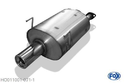 HO011001-071, Honda Civic IV EG 2/3/4/6 EK1/3/4, Einddemper met eindstuk 1x90mm  Type 13 Geheel RVS, Absortie demper, mooie diepe sound, Met E-keur