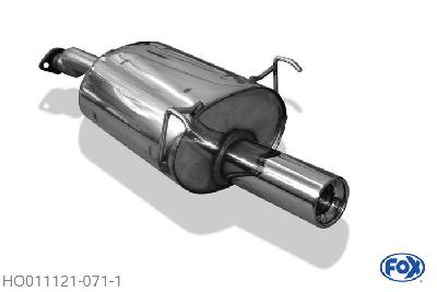 HO011121-071, Honda Civic V EJ9 Hatchback 1.4l 55kW (EJ9), Einddemper enkele buis - 1x90mm  Type 13 50mm Buisdiameter Geheel RVS, Absortie demper, mooie diepe sound, Met E-keur