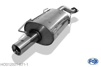 HO012001-071, Honda Civic VI Fastback MA9 1.4l 66kW 1.5l 66/84kW, Einddemper met eindstuk 1x90mm  Type 13 Geheel RVS, Absortie demper, mooie diepe sound