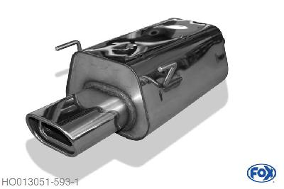 HO013051-593, Honda Civic VII - 5-turer EU5 EU6 EU7 EU8, Einddemper met eindstuk 135x85mm  Type 53 45mm Buisdiameter Geheel RVS, Absortie demper, mooie diepe sound, Met E-keur