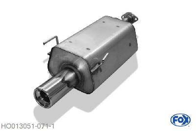HO013051-071, Honda Civic VII - 5-turer EU5 EU6 EU7 EU8, Einddemper met eindstuk 1x90mm  Type 13 45mm Buisdiameter Geheel RVS, Absortie demper, mooie diepe sound, Met E-keur