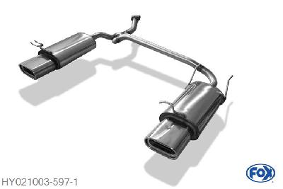 HY021003-597, Hyundai Accent Typ LC 1.3l 55/62/63kW 1.5l 66/67/75kW 1.6l 77kW 1.5l D 60kW, Endschalldampfe rechts/links - 160x80mm  Type 53 rechts/links Geheel RVS, Teilegutachten (eintragungspflichtig)