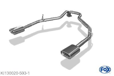 KI130020-593, Kia Sorento Typ JC Facelift V6 3.3l V6 182kW, Endrohrgeweih uitgang rechts/links  - 135x80mm  Type 53 rechts/links Geheel RVS, Met E-keur