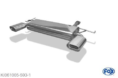 KI061005-593, Kia Sportage 4x4 - Typ JE 2.0l 104kW, Einddemper met uitgang rechts/links - 135x80mm  Type 53 rechts/links Geheel RVS, Absortie demper, mooie diepe sound, Met E-keur