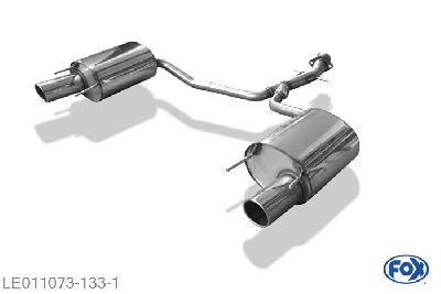 LE011073-133, Lexus IS 250 2.5l 153kW, Einddemper rechts/links enkele buis - 1x100mm  Type 16 63,5mm auf 2x55 Buisdiameter Geheel RVS, Absortie demper, mooie diepe sound, Met E-keur
