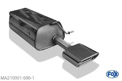 MA210001-595, Mazda 2 DY 1.2l 55kW 1.4l 59kW, Einddemper met eindstuk 150x70mm  Type 53 45mm Buisdiameter Geheel RVS, Absortie demper, mooie diepe sound, Met E-keur