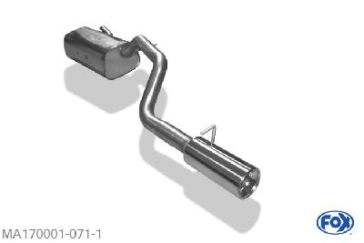 MA170001-071, Mazda 3 - BK 1.4l 62kW 1.6l 77kW 2.0l 110kW, Einddemper met eindstuk 1x90mm  Type 13 55mm Buisdiameter Geheel RVS, Absortie demper, mooie diepe sound, Met E-keur
