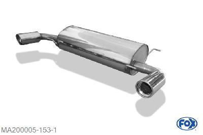 MA200005-153, Mazda CX7 2.3l DISI Turbo 190kW, Einddemper met uitgang rechts/links - 1x100mm  Type 17 rechts/links 63,5mm Buisdiameter Geheel RVS, Absortie demper, mooie diepe sound, Met E-keur