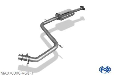 MA070000-VSD, Mazda MX3 Typ EC 1.6l 79kW, Voordemper met Tulpe und flens Geheel RVS, Absortie demper, mooie diepe sound, Met E-keur