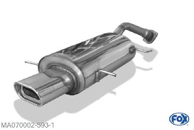 MA070002-593, Mazda MX3 Typ EC 1.6l 79kW, Einddemper met Tulpe und flens - 135x80mm  Type 53 Geheel RVS, Absortie demper, mooie diepe sound, Met E-keur