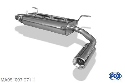 MA081007-071, Mazda MX5 Typ NB 1.6l 81kW 1.8l 102/103/107kW, Einddemper met eindstuk 1x90mm  Type 13 50mm Buisdiameter Geheel RVS, Absortie demper, mooie diepe sound, Met E-keur
