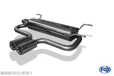 MA081012-070, Mazda MX5 Typ NB 1.6l 81kW 1.8l 102/103/107kW, Einddemper met midden uitgang - 2x80mm  Type 13 midden Geheel RVS, Absortie demper, mooie diepe sound, Met E-keur