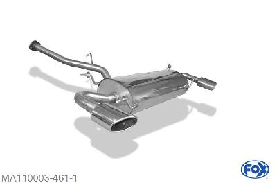 MA110003-461, Mazda RX8 2.6l 141/170kW, Einddemper met uitgang rechts/links - 115x85mm  Type 38 rechts/links 63,5mm Buisdiameter Geheel RVS, Absortie demper, mooie diepe sound, EG Betriebserlaubnis (eintragungsfrei)