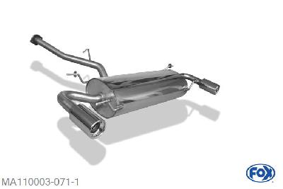 MA110003-071, Mazda RX8 2.6l 141/170kW, Einddemper met uitgang rechts/links - 1x90mm  Type 13 rechts/links 63,5mm Buisdiameter Geheel RVS, Absortie demper, mooie diepe sound, Met E-keur
