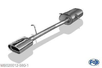 MB020012-593, Mercedes A-Klasse W168 Diesel 1.7l CDI 44/66/70kW, Einddemper met eindstuk 135x80mm  Type 53 50mm Buisdiameter Geheel RVS, Absortie demper, mooie diepe sound, Met E-keur