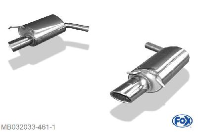 MB032033-461, Mercedes C-Klasse 6 Zylinder - W204 - AMG-Paket 2.5l 150kW 3.0l 170kW 3.0l D 165kW 3.5l 200/215 kW, Einddemper rechts/links - 115x85mm  Type 38 rechts/links 55mm Buisdiameter Geheel RVS, Absortie demper, mooie diepe sound, Met E-keur