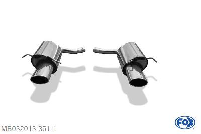 MB032013-351, Mercedes C-Klasse 6 Zylinder - W204/S204 2.5l 150kW 3.0l 170kW 3.0l D 165kW, Einddemper rechts/links - 140x90mm  Type 32 rechts/links 55mm Buisdiameter Geheel RVS, Absortie demper, mooie diepe sound, Met E-keur