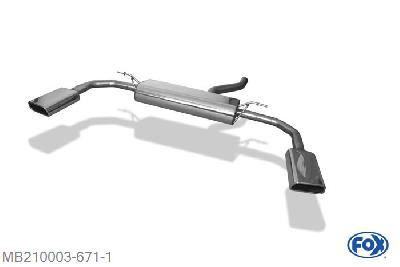 MB210003-671, Mercedes CLA - C117 1.6l 90/115kW 2.0l 155kW, Einddemper met uitgang rechts/links - 145x65mm  Type 59 rechts/links 63,5mm Buisdiameter Geheel RVS, Absortie demper, mooie diepe sound, Met E-keur