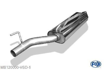 MB120000-VSD, Mercedes CLK Typ 208 2.0l 100kW 2.0l K 120kW 2.3l K 142kW, Voordemper 55mm Buisdiameter Geheel RVS, Absortie demper, mooie diepe sound, ohne