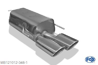 MB121012-348, Mercedes CLK Typ 209 1.8l K 120/125kW 2.6l 125kW 3.0l 170kW 3.2l 160kW 3.5l 200kW 5.0l 225kW 2.7l CDI 125kW 3.0l CDI 165kW, Einddemper einseitig O70mm - 2x115x85mm  Type 32 Geheel RVS, Absortie demper, mooie diepe sound, Teilegutachten (eintragungspflichtig)
