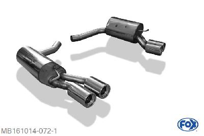 MB161014-072, Mercedes CLS W218 3.5l 225kW, Einddemper rechts/links 63,5mm - 2x90mm  Type 13 rechts/links 63,5mm Buisdiameter Geheel RVS, Absortie demper, mooie diepe sound, Met E-keur