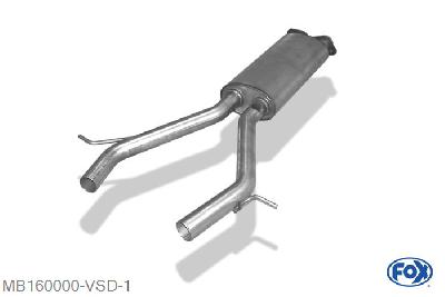 MB160000-VSD, Mercedes CLS Typ C219 3.5l 200kW 3.0l CDI 165kW, Voordemper rechts/links 55mm Buisdiameter Geheel RVS, Absortie demper, mooie diepe sound, Met E-keur