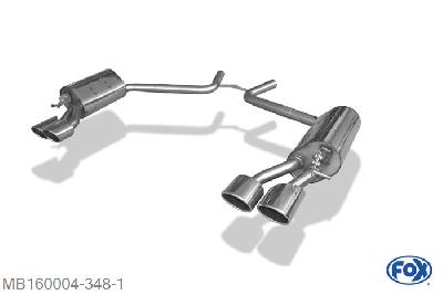 MB160004-348, Mercedes CLS Typ C219 3.5l 200kW 3.0l CDI 165kW, Einddemper rechts/links - 2x115x85mm  Type 32 rechts/links 55mm Buisdiameter Geheel RVS, Absortie demper, mooie diepe sound, Met E-keur