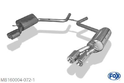 MB160004-072, Mercedes CLS Typ C219 3.5l 200kW 3.0l CDI 165kW, Einddemper rechts/links - 2x90mm  Type 13 rechts/links 55mm Buisdiameter Geheel RVS, Absortie demper, mooie diepe sound, Met E-keur