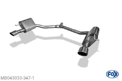 MB043033-347, Mercedes E-Klasse W212- 4 Zylinder 1.8l 135/150kW 2.2l CDI 100/125/150kW, Einddemper rechts/links - 1x115x85mm  Type 32 rechts/links 63,5mm Buisdiameter Geheel RVS, Absortie demper, mooie diepe sound, Met E-keur
