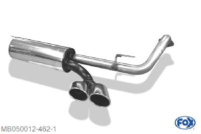 MB050012-462, Mercedes G-Klasse Typ 463 (mit Trittbrett) 3.0l 125/128kW 3.2l 155/158kW 3.0l TD 130kW, Einddemper met uitgang zijdelings - 2x115x85mm  Type 38 (2x nach links abgeschragt) 63,5mm Buisdiameter Geheel RVS, Absortie demper, mooie diepe sound, Met E-keur