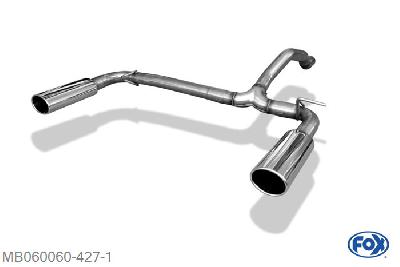 MB060060-427, Mercedes M-Klasse W163 3.2l 160kW 3.7l 173/180kW 4.3l 200kW 4.0l CDI 184kW, Endrohrsystem rechts/links voor original Einddemper - 115x85mm  Type 36 rechts/links 63,5mm Buisdiameter Geheel RVS, ABE (eintragungsfrei)