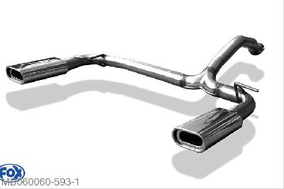 MB060060-593, Mercedes M-Klasse W163 3.2l 160kW 3.7l 173/180kW 4.3l 200kW 4.0l CDI 184kW, Endrohrsystem rechts/links voor original Einddemper - 135x80mm  Type 53 rechts/links 63,5mm Buisdiameter Geheel RVS, ABE (eintragungsfrei)