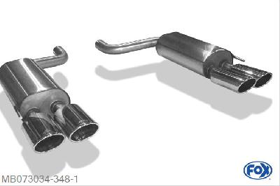 MB073034-348, Mercedes S-Klasse W220 5.0l 220/225kW 5.8l 270kW, Einddemper rechts/links - 2x115x85mm  Type 32 rechts/links Geheel RVS, Absortie demper, mooie diepe sound, Met E-keur
