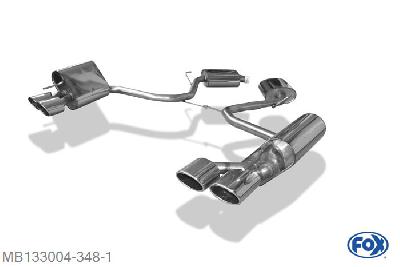 MB133004-348, Mercedes SL Typ 230 3.7l 180kW 5.0l 225kW, Einddemper rechts/links - 2x115x85mm  Type 32 rechts/links 50mm Buisdiameter Geheel RVS, Absortie demper, mooie diepe sound, EG-Gutachten (eintragunsgfrei)