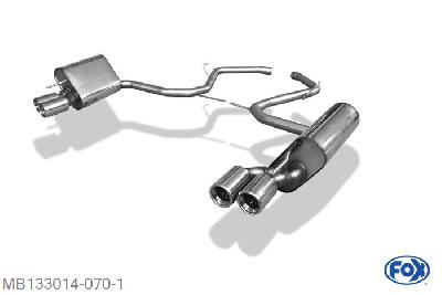 MB133014-070, Mercedes SL Typ 230 - Super Sound! 3.7l 180kW 5.0l 225kW, Einddemper rechts/links - 2x80mm  Type 13 rechts/links 50mm Buisdiameter Geheel RVS, Absortie demper, mooie diepe sound, Zonder goedkeuring