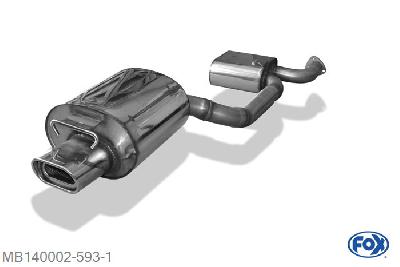 MB140002-593, Mercedes SLK Typ 170 2.0l 100kW 2.0l K 141kW 2.3l K 142/145kW, half systeem vanaf Kat - 135x80mm  Type 53 63,5mm Buisdiameter Geheel RVS, Met E-keur