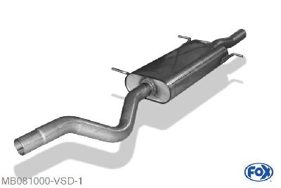MB081000-VSD, Mercedes Viano 3.2l 140/160kW 3.7l 170kW 2.2l CDI 80/110kW 3.0 CDI 150kW, Voordemper 63,5mm Buisdiameter Geheel RVS, Absortie demper, mooie diepe sound, EG-Gutachten (eintraungsfrei)