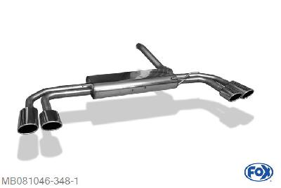 MB081046-348, Mercedes Vito/ Viano - W639 (nicht Compact) 3.2l 140/160kW 3.7l 170kW 2.2l CDI 60/65/70/80/85/90/100/110/120kW 3.0 CDI 150/165kW, Einddemper met uitgang rechts/links - 2x115x85mm  Type 32 rechts/links 63,5mm/ 4x50mm Buisdiameter Geheel RVS, Absortie demper, mooie diepe sound, Met E-keur