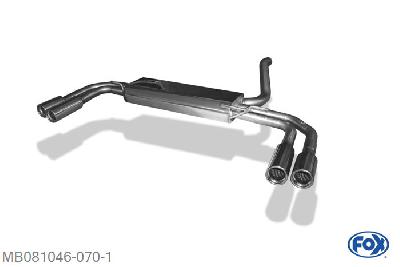 MB081046-070, Mercedes Vito/ Viano - W639 (nicht Compact) 3.2l 140/160kW 3.7l 170kW 2.2l CDI 60/65/70/80/85/90/100/110/120kW 3.0 CDI 150/165kW, Einddemper met uitgang rechts/links - 2x80mm  Type 13 rechts/links 63,5mm/ 4x50mm Buisdiameter Geheel RVS, Absortie demper, mooie diepe sound, Met E-keur