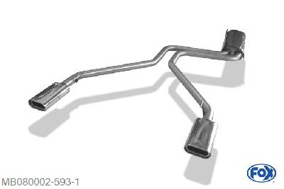 MB080002-593, Mercedes Vito 638 108 CDI 2.2l 60kW 110 CDI 2.2l 75kW 112 CDI 2.2l 90kW 108 D 2.3l 58kW 110 TD 2.3l 72kW, Einddemper met uitgang rechts/links  - 135x80mm  Type 53 rechts/links Geheel RVS, Absortie demper, mooie diepe sound, Teilegutachten (eintragungspflichtig)