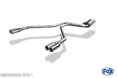 MB080002-070, Mercedes Vito 638 108 CDI 2.2l 60kW 110 CDI 2.2l 75kW 112 CDI 2.2l 90kW 108 D 2.3l 58kW 110 TD 2.3l 72kW, Einddemper met uitgang rechts/links - 2x80mm  Type 13 rechts/links Geheel RVS, Absortie demper, mooie diepe sound, Teilegutachten (eintragungspflichtig)